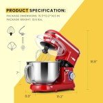 VIVOHOME Stand Mixer, 660W 10 Speed 6 Quart Tilt-Head Kitchen Electric Food Mixer with Beater, Dough Hook, Wire Whip and Egg Separator, Red