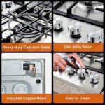 30 Inch Gas Cooktop, Gas Stove Top with 5 High Efficiency Burners, Bulit-in Gas Countertop in Stainless Steel for kitchen, NG/LPG Convertible Gas Stovetop with Cast Iron Grates