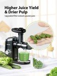 Aeitto Juicer Machines, Cold Press Juicer with Soft & Hard Modes, Quiet Motor, Reverse Function, Juicer Machines Vegetable and Fruit, Juice Extractor, High Juice Yield, Easy to Clean with Brush, Black