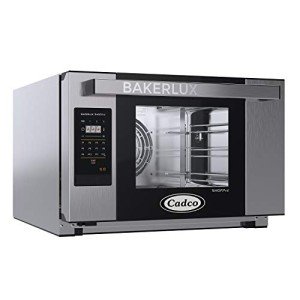 Cadco XAFT-03HS-GD 23-5/8" Bakerlux GO Half-Size Heavy-Duty Countertop Digital Convection Oven for Restaurant Hotel Food Truck Concession Kiosk, 3 Shelves, Stainless Steel, 120V, NSF