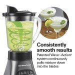 Hamilton Beach Blender for Shakes and Smoothies & Food Processor Combo, With 40oz Glass Jar, Portable Blend-In Travel Cup & 3 Cup Electric Food Chopper Attachment, 700 Watts, Gray & Black (58163)