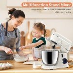 SAMSAIMO 3-IN-1 Electric Stand Mixer, 660W 10-Speed With Pulse Button, Attachments include 6.5QT Bowl, Dough Hook, Beater, Whisk for Most Home Cooks, Almond Cream