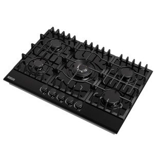 Empava 30 Inch Gas Cooktop with 5 Italy Sabaf Sealed Burners NG/LPG Convertible Tempered Glass in Black Model 2020