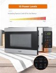 Commercial CHEF Countertop Microwave, 1.1 Cubic Feet, Black With Stainless Steel Trim