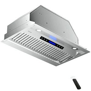 EKON NAB02-30" 900CFM Range Hood Insert, Ducted/Ductless Built-in Range Hoods with Remote/4 Speeds Touch Control LCD Display,2pcs Baffle Filters,Adjustable Leds Lights for Over Kitchen Stove