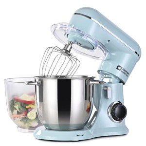 Kitchen in the box Stand Mixer, 4.5QT+5QT Two bowls Electric Food Mixer, 10 Speeds Kitchen Mixer for Daily Use with Egg Whisk,Dough Hook,Flat Beater (Blue)