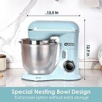 Kitchen in the box Stand Mixer, 4.5QT+5QT Two bowls Electric Food Mixer, 10 Speeds Kitchen Mixer for Daily Use with Egg Whisk,Dough Hook,Flat Beater (Blue)