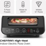 CHEFMAN Indoor Pizza Oven - Makes 12 Inch Pizzas in Minutes, Heats up to 800°F - Countertop Electric Pizza Maker with 5 Touchscreen Presets, Pizza Stone and Peel Included - Stainless Black