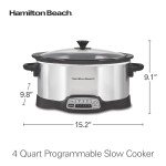 Hamilton Beach Programmable Slow Cooker with Flexible Easy Programming, 5 Cooking Times, Dishwasher-Safe Crock, Lid, 4 Quart, Silver