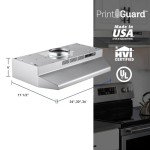 Broan-NuTone F4030SF Inch Fingerprint Resistant, 30", Stainless Finish with PrintGuard Convertible Under-Cabinet Range Hood 230 Max Blower CFM