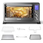 TOSHIBA AC25CEW-BS Large 6-Slice Convection Toaster Oven Countertop, 10-In-One with Toast, Pizza and Rotisserie, 1500W, Black Stainless Steel, Includes 6 Accessories