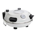 Cook With Color Electric Indoor Pizza Oven – Crispy Crust Countertop Pizza Maker, Heats up to 800˚F, 12 Inch Ceramic Stone, Dual Temperature Control Knobs, Bamboo Peel Included, Off White
