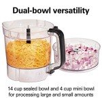 Hamilton Beach Stack & Snap Food Processor and Vegetable Chopper, BPA Free, Stainless Steel Blades, 14 Cup + 4-Cup Mini Bowls, 3-Speed 500 Watt Motor, Black (70585)