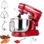 Electric Stand Mixer with 6.5 Quart Bowl, Household Food Mixer 10+p Speeds 660W, Kitchen Tilt-Head Bread Dough and Cake Mixers with Dough Hook, Whisk, Beater, Splash Guard and Egg Separator (Red)