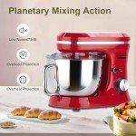 Electric Stand Mixer with 6.5 Quart Bowl, Household Food Mixer 10+p Speeds 660W, Kitchen Tilt-Head Bread Dough and Cake Mixers with Dough Hook, Whisk, Beater, Splash Guard and Egg Separator (Red)