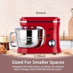 Electric Stand Mixer with 6.5 Quart Bowl, Household Food Mixer 10+p Speeds 660W, Kitchen Tilt-Head Bread Dough and Cake Mixers with Dough Hook, Whisk, Beater, Splash Guard and Egg Separator (Red)