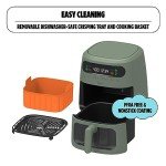 CRUX x Marshmello 8.0 QT Digital Air Fryer with TurboCrisp Technology, Touch Screen Temperature Control, Timer and Auto Shut-off, Fully Programmable, Silicone Liner Included, Olive