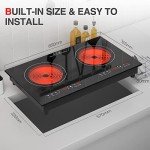 Electric Cooktop 24 Inch,Electric Stove 2 Burners 110V Built-in and Countertop Plug in 2400w,LED Touch Screen,9 Heating 9 Temperature,Overheat Protection,Kids Lock & Timer,Suitable for all Pans