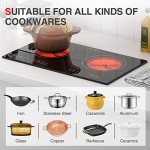 Electric Cooktop 24 Inch,Electric Stove 2 Burners 110V Built-in and Countertop Plug in 2400w,LED Touch Screen,9 Heating 9 Temperature,Overheat Protection,Kids Lock & Timer,Suitable for all Pans