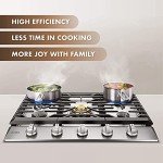 FOTILE GLS30501 30” Stainless Steel 5-Burner Gas Cooktop, Tri-Ring 22,000 BTUs Center Burner with Flame Failure Protection Removable Grates and Installation/LP Kit
