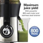 Hamilton Beach Juicer Machine, Big Mouth Large 3” Feed Chute for Whole Fruits and Vegetables, Easy to Clean, Centrifugal Extractor, BPA Free, 800W Motor, Silver