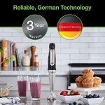 Braun MultiQuick 7 3-in-1 Immersion Hand Blender with Variable Speed and Patented Technology - Includes 2-cup Chopper, Whisk + Beaker for Fast Blending, Stainless Steel, MQ7035X