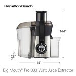 Hamilton Beach Juicer Machine, Big Mouth Large 3” Feed Chute for Whole Fruits and Vegetables, Easy to Clean, Centrifugal Extractor, BPA Free, 800W Motor, Silver