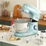 CHeflee Stand Mixer,600W 6+P With 6.5QT Stainless Steel Bowl,Dough Hook, Wire Whip & Beater,for Most Home Cooks,Blue