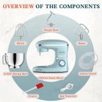 CHeflee Stand Mixer,600W 6+P With 6.5QT Stainless Steel Bowl,Dough Hook, Wire Whip & Beater,for Most Home Cooks,Blue