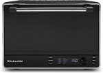 KitchenAid KCO255BM Dual Convection Countertop Toaster Oven, 12 preset cooking functions to roast, bake, fry meals, desserts, grill rack, baking pan, Digital display, non-stick interior, Matte Black (RENEWED)