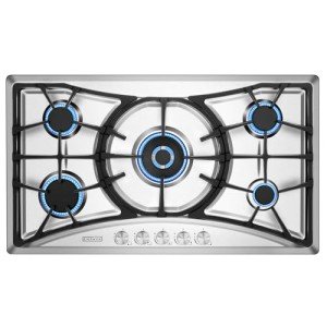 Empava 36 in. Gas Stove Cooktop with 5 Italy Sabaf Sealed Burners NG/LPG Convertible in Stainless Steel, 36 Inch
