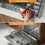 Empava 36 in. Gas Stove Cooktop with 5 Italy Sabaf Sealed Burners NG/LPG Convertible in Stainless Steel, 36 Inch