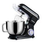 Aucma Stand Mixer,8.5QT 900W Tilt-Head, Large Capacity Kitchen Electric Mixer with Dough Hook, Wire Whip & Beater (Black, 8.5QT)