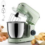 ZZR SEVEN Stand Mixer, Dough Mixer, Cake Mixer, Kitchen Mixer with Bowl SS 5.5 QT, 450W Copper Motor, Standing Mixer with Beater, Dough Hook, SS Egg Whisk (450W Green)