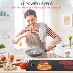 Electric Cooktop 30 inch Ceramic Stove 4 Burners Built-in Electric Stove Top 11 Power Levels/Control by Knob/220-240V 6700W Stove Top Burners Satin Glass Cooktop