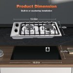 Eascookchef 2-Burner Gas Cooktop with Thermocouple Protection - NG/LPG Convertible 12" Stainless Steel Built-in Gas Stove Top for RV, Kitchen & Camping