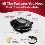 PIEZANO Crispy Crust Pizza Oven by Granitestone – 12 Inch Electric Pizza Oven Indoor Countertop Maker with Ceramic Stone Heats up to 800˚F for Stone Baked Pizzeria Style at Home As Seen on TV Products