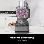 Ninja Food Processor, Professional Plus, 1000 Peak Watts, 4 Functions for Chopping, Slicing, Purees & Dough with 9-Cup Processor Bowl, 3 Blades, Food Chute & Pusher, Silver, BN601