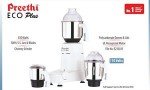 Preethi Eco Plus Mixer Grinder 110-Volt for use in USA/Canada, white, 3-jar