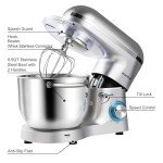 Aucma Stand Mixer,6.5-QT 660W 6-Speed Tilt-Head Food Mixer, Kitchen Electric Mixer with Dough Hook, Wire Whip & Beater (6.5QT, Silver)