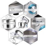 Aucma Stand Mixer,6.5-QT 660W 6-Speed Tilt-Head Food Mixer, Kitchen Electric Mixer with Dough Hook, Wire Whip & Beater (6.5QT, Silver)