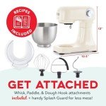 DASH Tilt-Head 3.5qt Stand Mixer 12 Speeds with Paddle, Dough Hook, and Whisk Attaachments - Cream