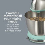 Hamilton Beach Classic Stand and Hand Mixer, 4 Quarts, 6 Speeds with QuickBurst, Bowl Rest, 290 Watts Peak Power, Blue (64658)