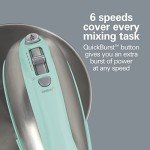 Hamilton Beach Classic Stand and Hand Mixer, 4 Quarts, 6 Speeds with QuickBurst, Bowl Rest, 290 Watts Peak Power, Blue (64658)