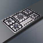 34 Inch Gas Cooktop Stainless Steel Built-in 5 Burners Gas Stovetop LPG/NG Convertible Gas Stove Top Dual Fuel Gas Hob DM5808