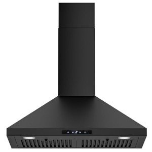 FIREGAS Black Range Hood 30 inch, Convertible Wall Mount Range Hood with Brushless Motor, 450 CFM, 9 Speed Fan, Soft Touch Controls, Permanent Filters, LED Lights, Charcoal Filter included