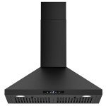 FIREGAS Black Range Hood 30 inch, Convertible Wall Mount Range Hood with Brushless Motor, 450 CFM, 9 Speed Fan, Soft Touch Controls, Permanent Filters, LED Lights, Charcoal Filter included
