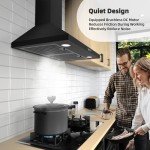 FIREGAS Black Range Hood 30 inch, Convertible Wall Mount Range Hood with Brushless Motor, 450 CFM, 9 Speed Fan, Soft Touch Controls, Permanent Filters, LED Lights, Charcoal Filter included