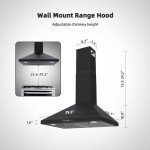 FIREGAS Black Range Hood 30 inch, Convertible Wall Mount Range Hood with Brushless Motor, 450 CFM, 9 Speed Fan, Soft Touch Controls, Permanent Filters, LED Lights, Charcoal Filter included