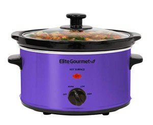 Elite Gourmet MST-275XP Electric Oval Slow Cooker, 2Qt Capacity, Purple